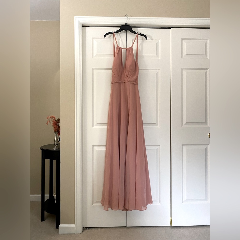 NWT Azazie Evalleen A-Line Pleated Chffon - Picture 6 of 7